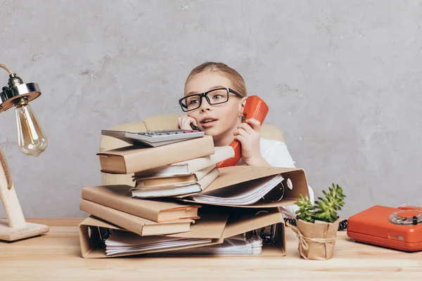 Busy child at workplace — Stock Photo, Image