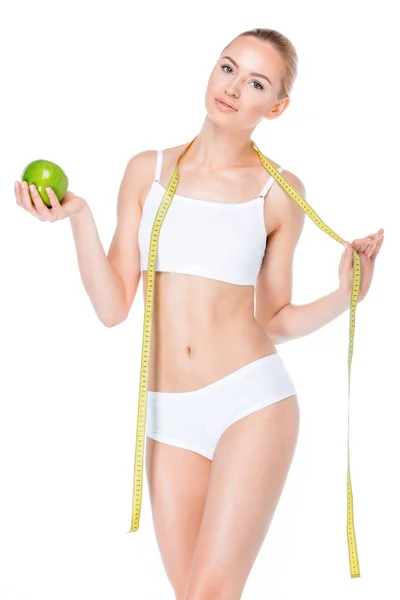 Woman with measuring tape — Stock Photo