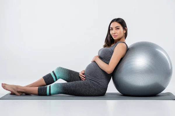 Pregnant woman with fitness ball — Stock Photo