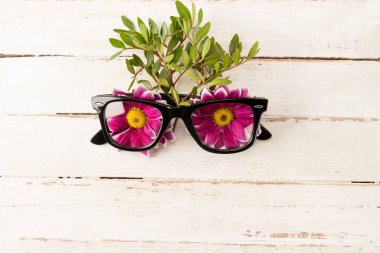 Eyeglasses and pink flowers clipart