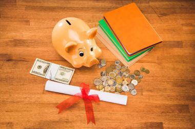 diploma and piggy bank clipart