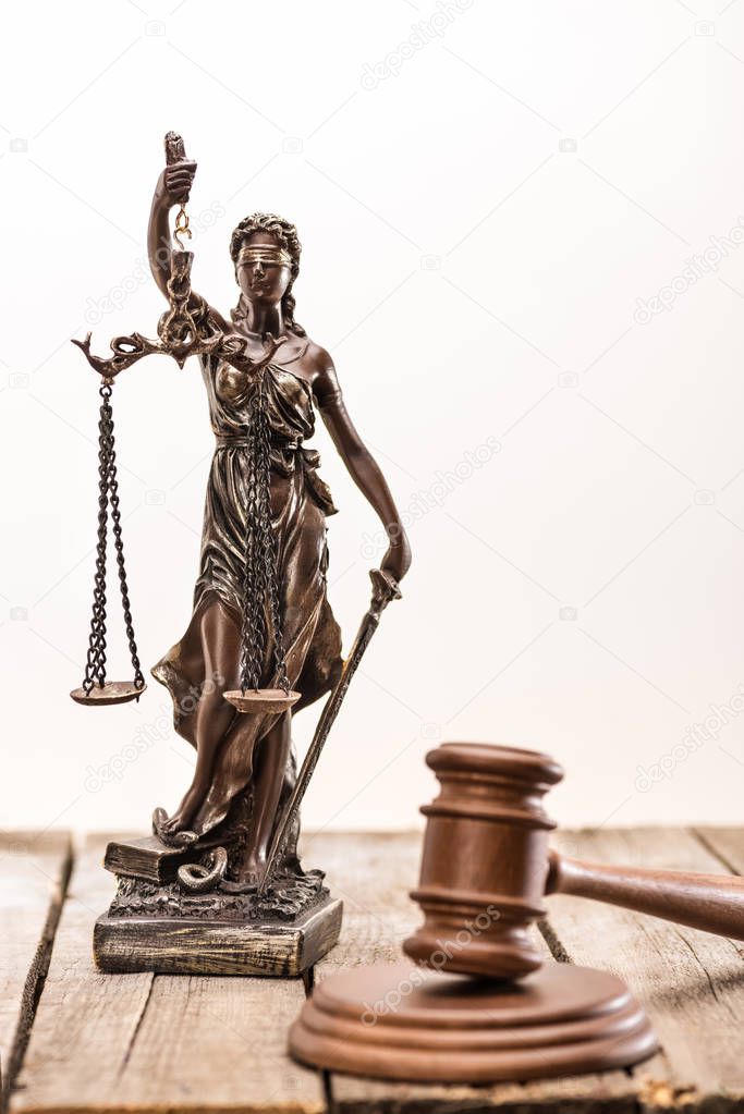 Statue of lady justice and mallet 