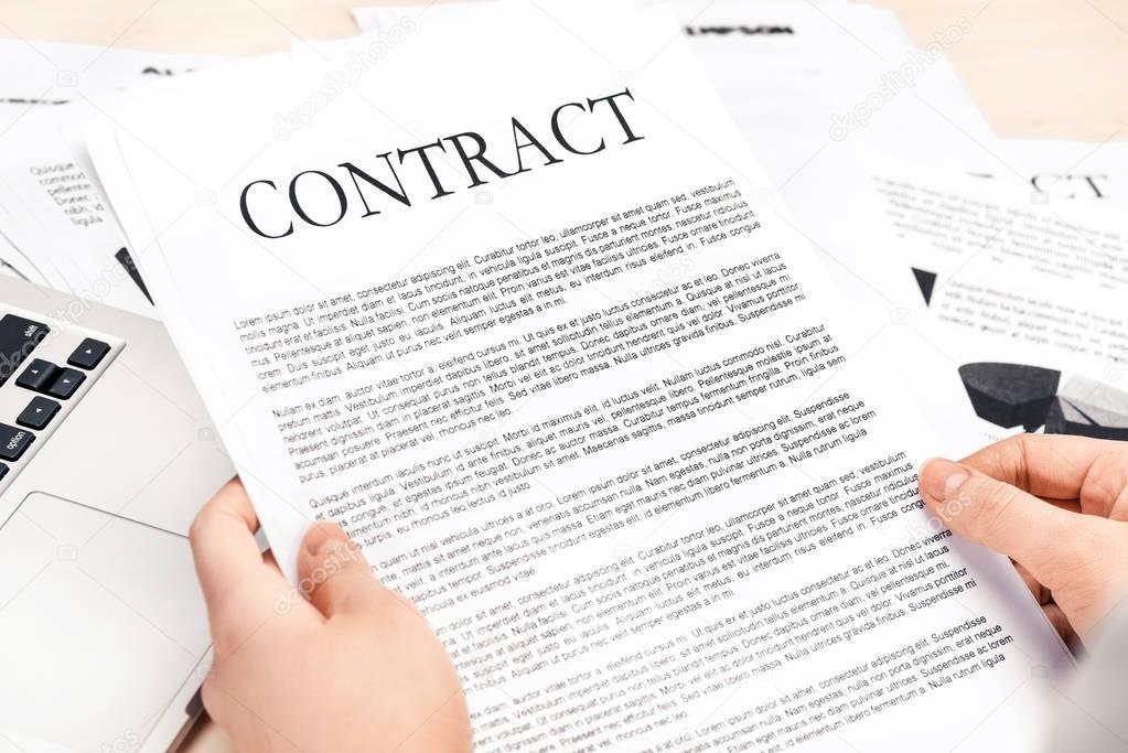 businesswoman with contract documents