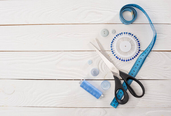 workshop with needlework details and tools