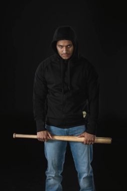 african american robber with baseball bat clipart