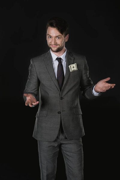 businessman with dollar banknotes