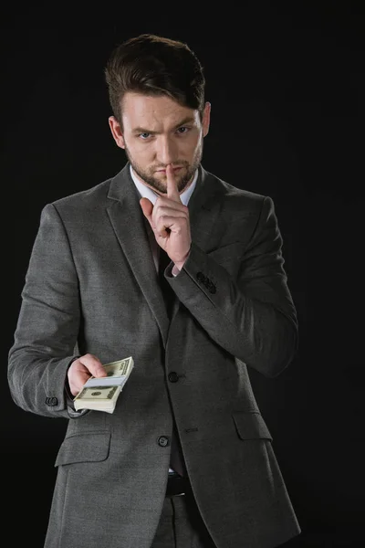 Бізнесмен з доларовими банкнотами — стокове фото