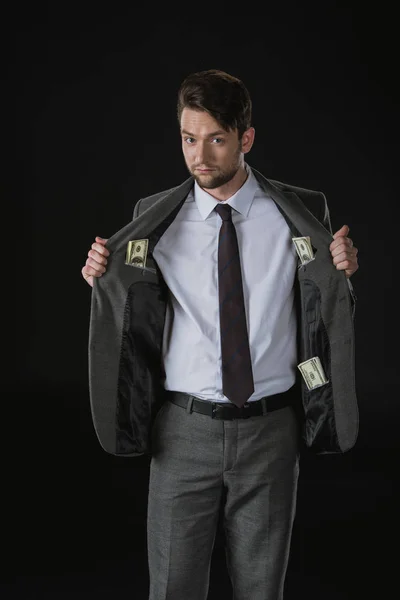 Businessman with dollar banknotes — Free Stock Photo