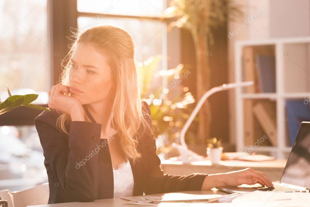 businesswoman working in office