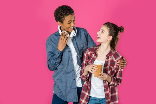 Embracing teen couple — Stock Photo, Image