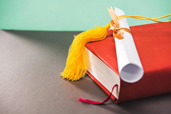 Books, diploma with copy space — Stock Photo