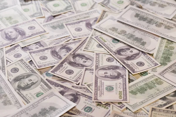 Heap of banknotes of us dollars — Stock Photo