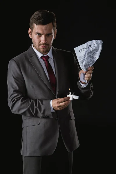 Businessman holding contract — Stock Photo