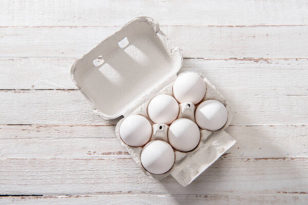 Chicken eggs in box