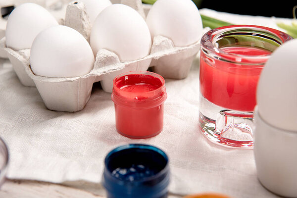 Chicken eggs and paints