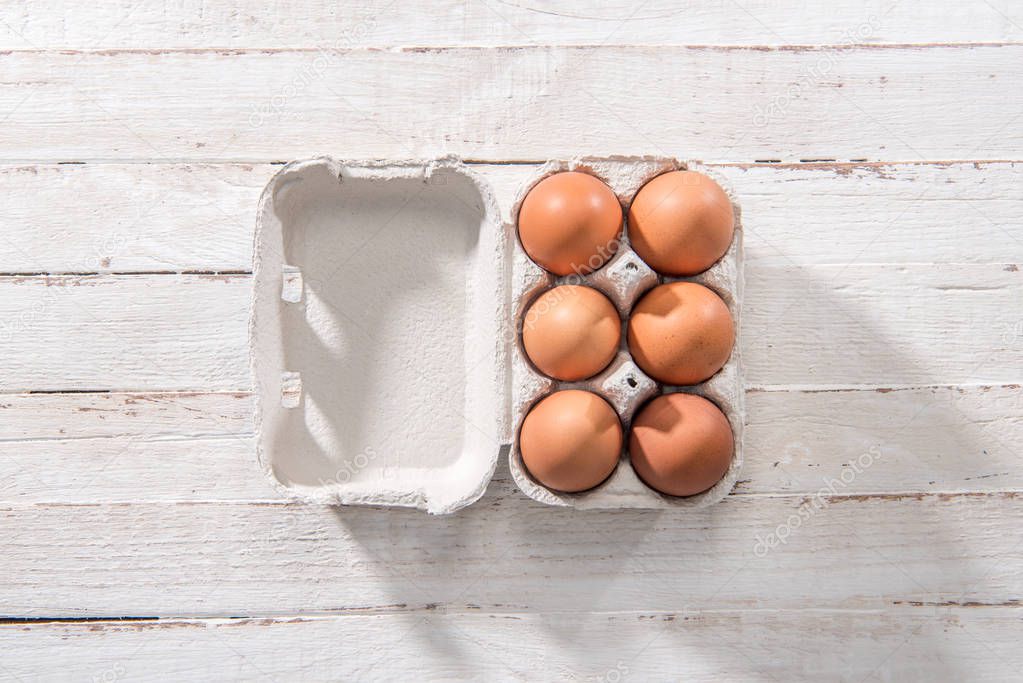 Chicken eggs in box
