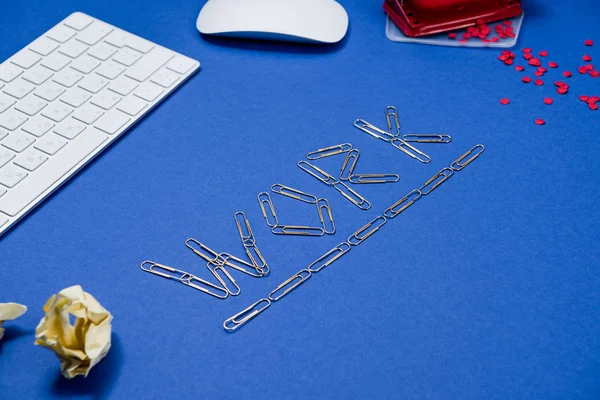 Work lettering on table — Stock Photo, Image