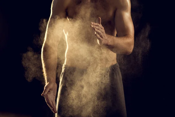 Sportsman with chalk powder — Stock Photo, Image