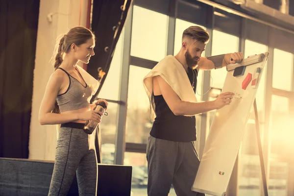 sportsman and sportswoman in gym