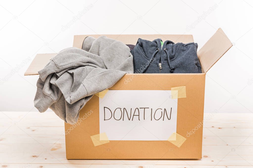 box with donation clothes