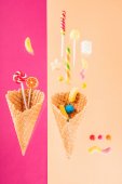 waffle cones and candies
