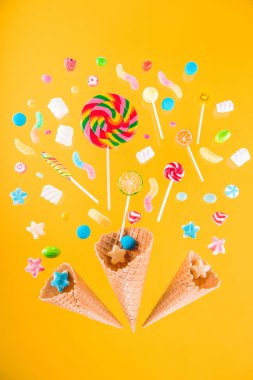 Waffle cones and candies  clipart