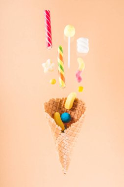 Waffle cone and candies  clipart