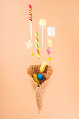waffle cone and candies  clipart