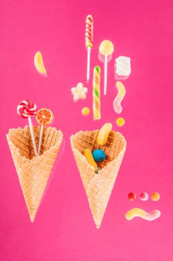 waffle cones and candies clipart