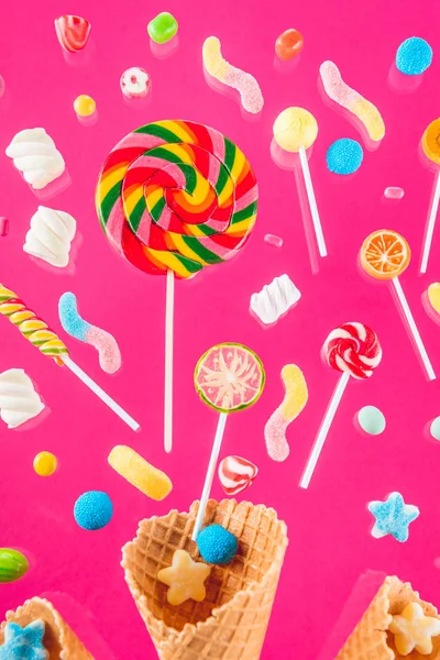 Waffle cones and candies — Free Stock Photo