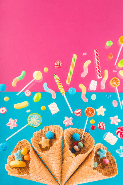 Waffle cones and candies 