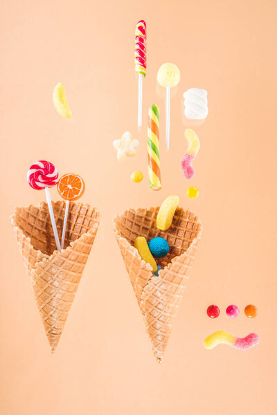 waffle cones and candies