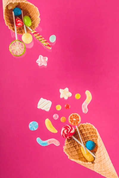 Waffle kúp és édességek — Stock Fotó