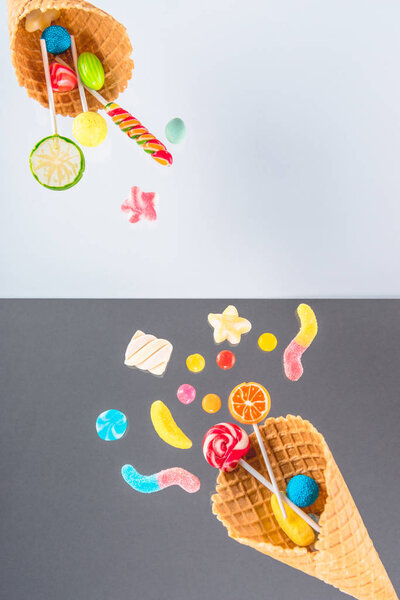 waffle cones and candies