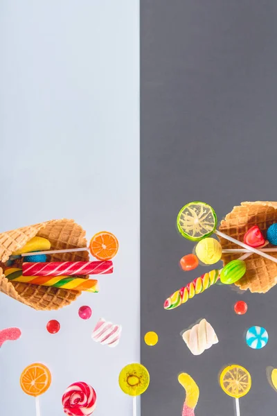 Waffle cones and candies — Free Stock Photo