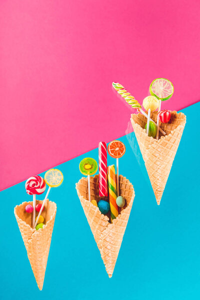 waffle cones and candies