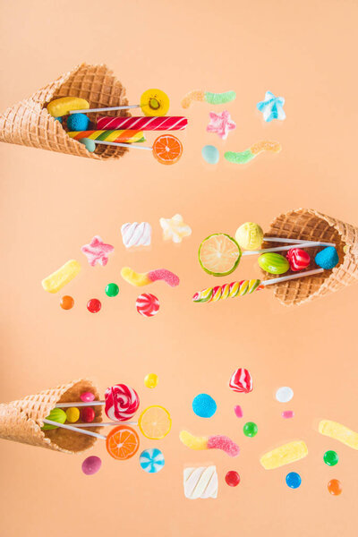 waffle cones and candies