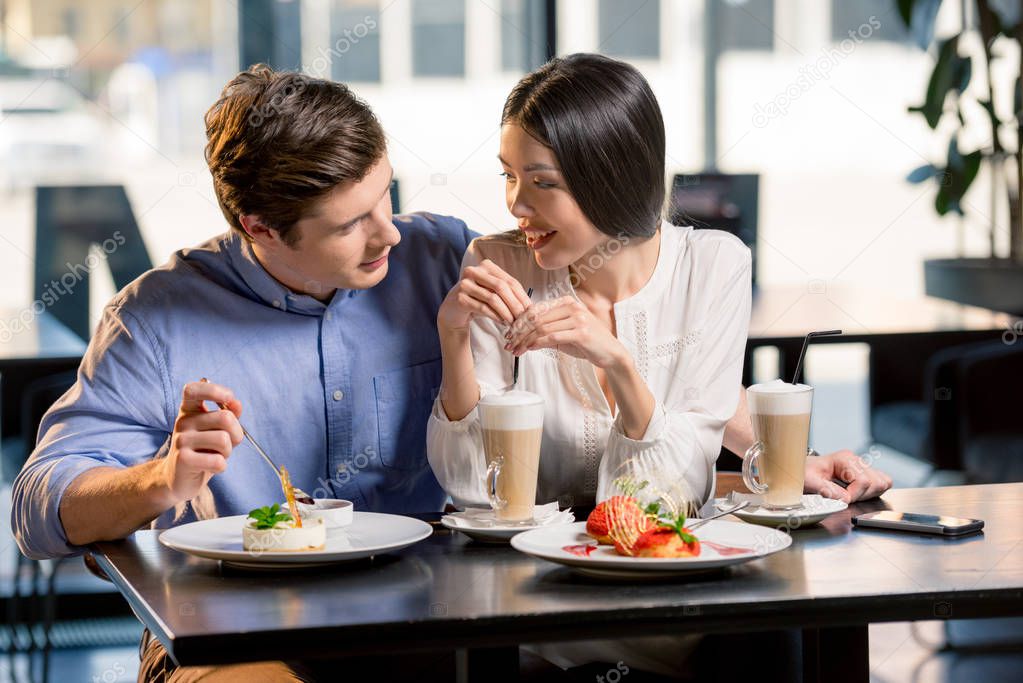 Couple in love in restaurant 