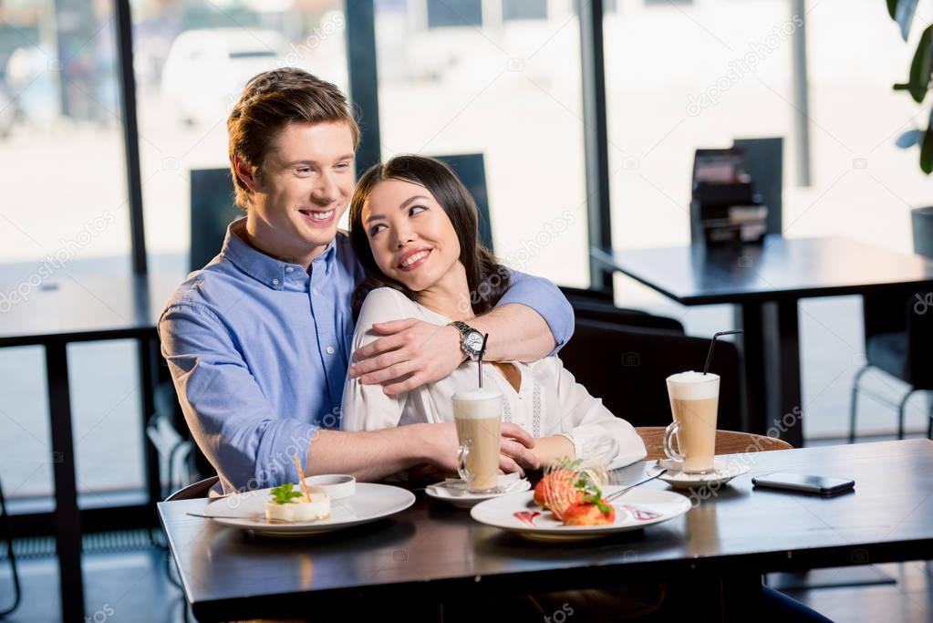 Couple in love in restaurant 