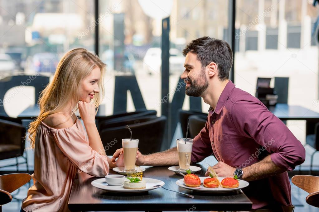couple in love having lunch