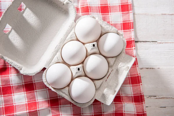 Chicken eggs in box — Stock Photo