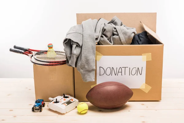 Cardboard boxes with donation — Stock Photo