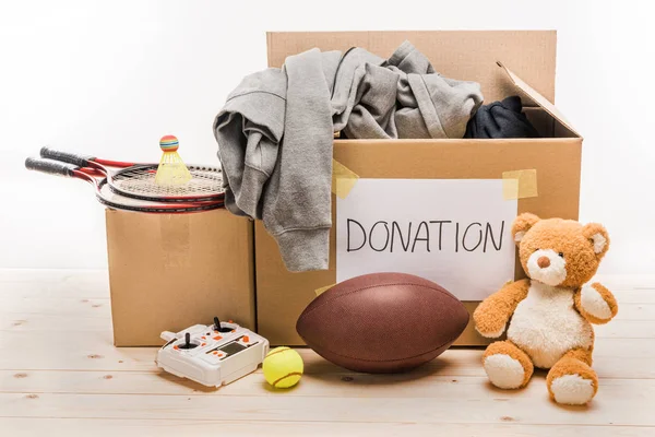 Cardboard boxes with donation — Stock Photo