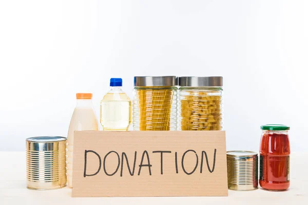 Different donation food — Stock Photo