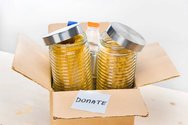 Different donation food — Stock Photo