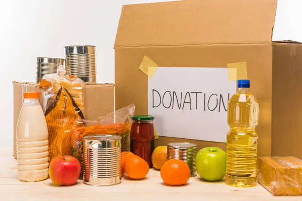 Different donation food — Stock Photo