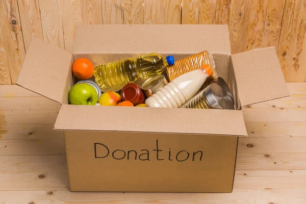 Different donation food — Stock Photo