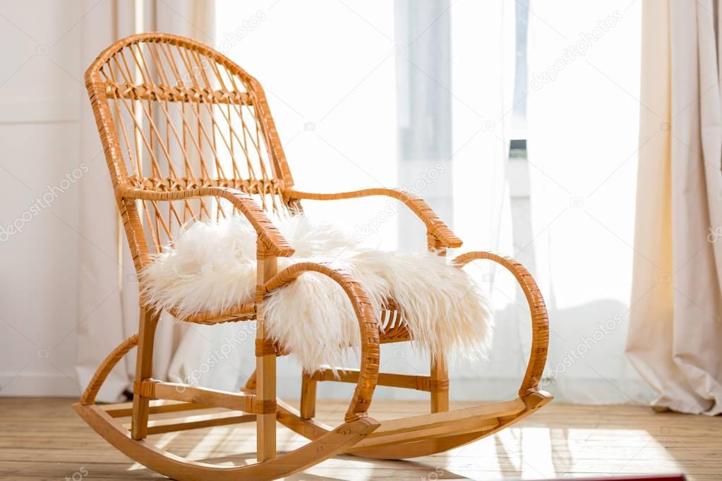 rocking chair with woolly rug