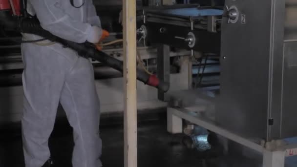 Disinfection of production equipment from coronavirus — Stock Video