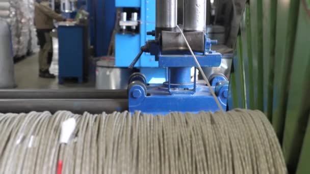 Cable manufacturing in a cable factory — Stock Video